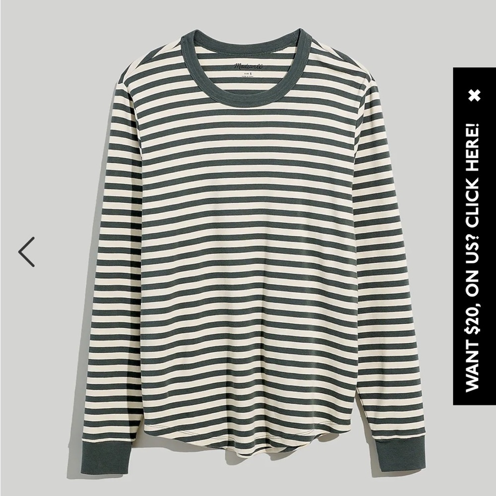 Ribbed Long-Sleeve Relaxed Tee in Stripe